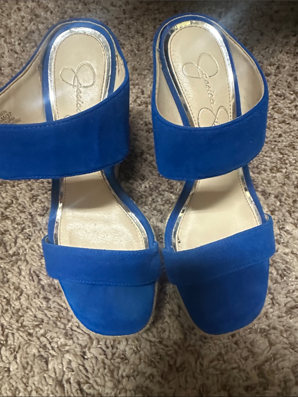 Jessica Simpson Cobalt Suede Slide Mules